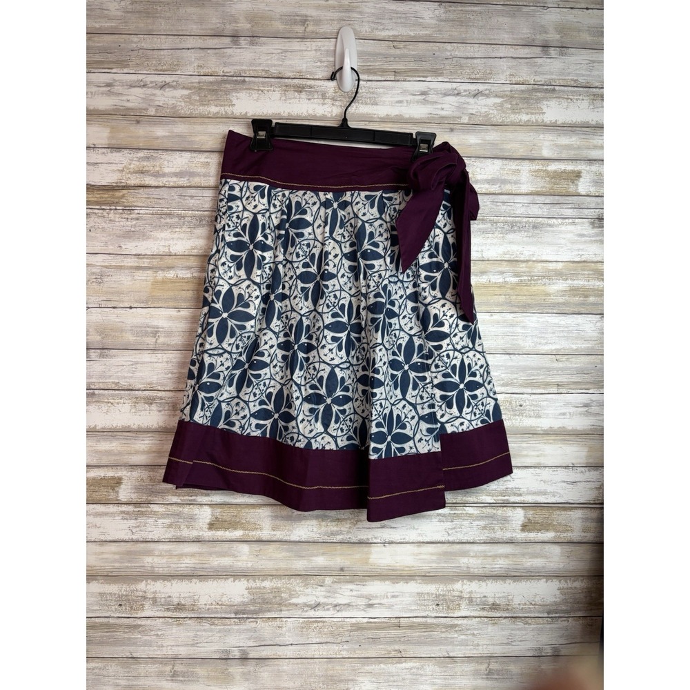 Edme & Esyllte Anthropologie Purple Blue Wrap Skirt Size 2